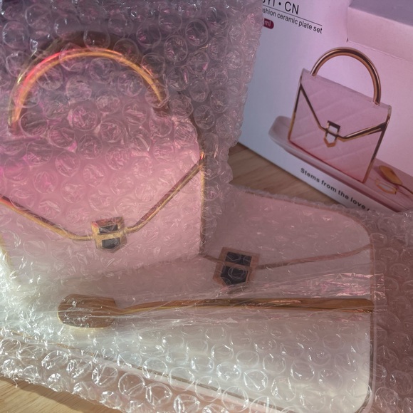 New ! Luxury bag-shaped coffee mug, plate and spoon set - Picture 3 of 15